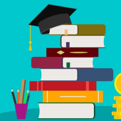 College books with money