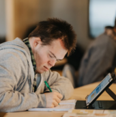 Student working on tablet
