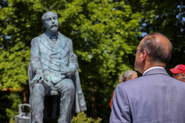 State Representative Paul McMurtry viewing new William B. Gould Statue after unveiling ceremony