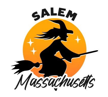Salem Massachusetts with a silhouette of a witch