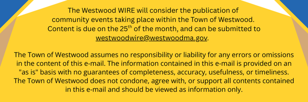 Westwood WIRE community events disclaimer