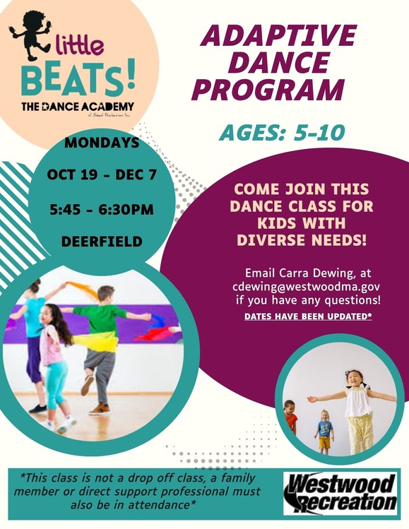Adaptive dance program for children ages 5 to 10 on Mondays