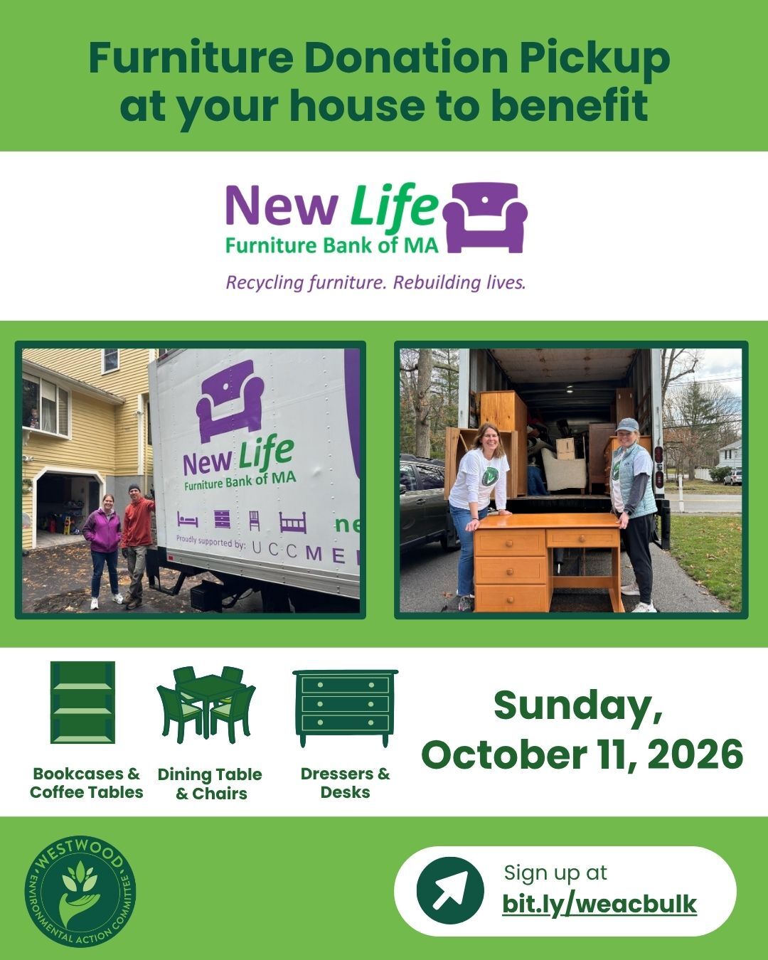 New Life Furniture Bank furniture donation pickup on October 11
