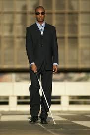 Blind man with white cane