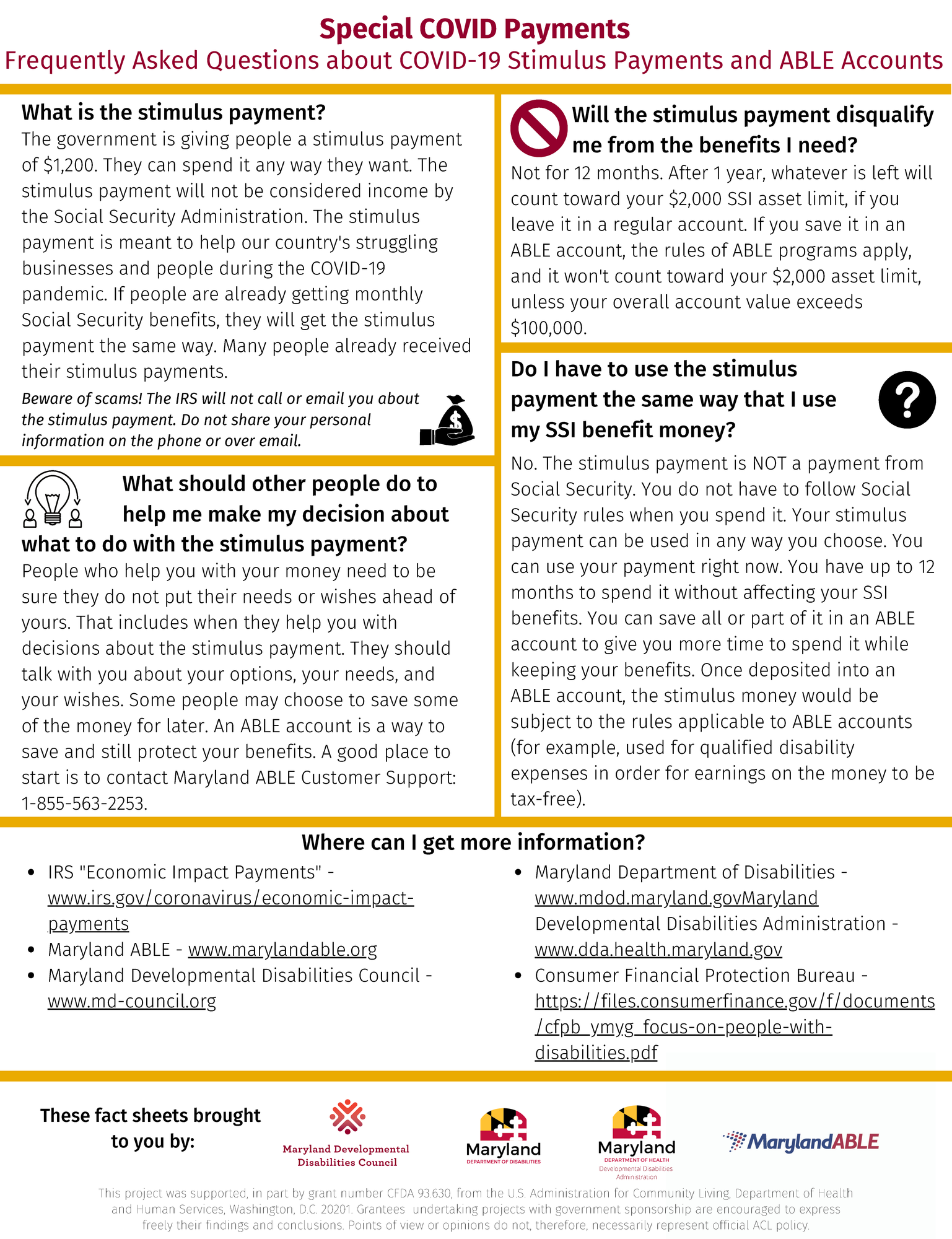 FAQs about COVID-19 Stimulus Payments and ABLE Accounts pg 1