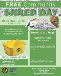 Oct. 13 Free Community Shred Day