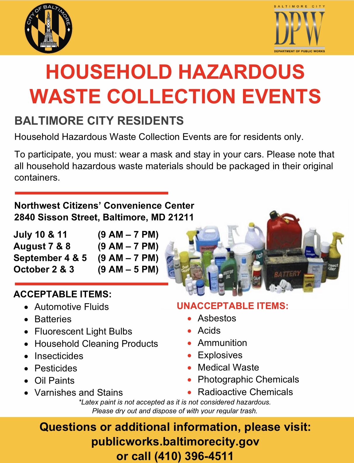 STARTING TODAY DPW Household Hazardous Waste Dropoff
