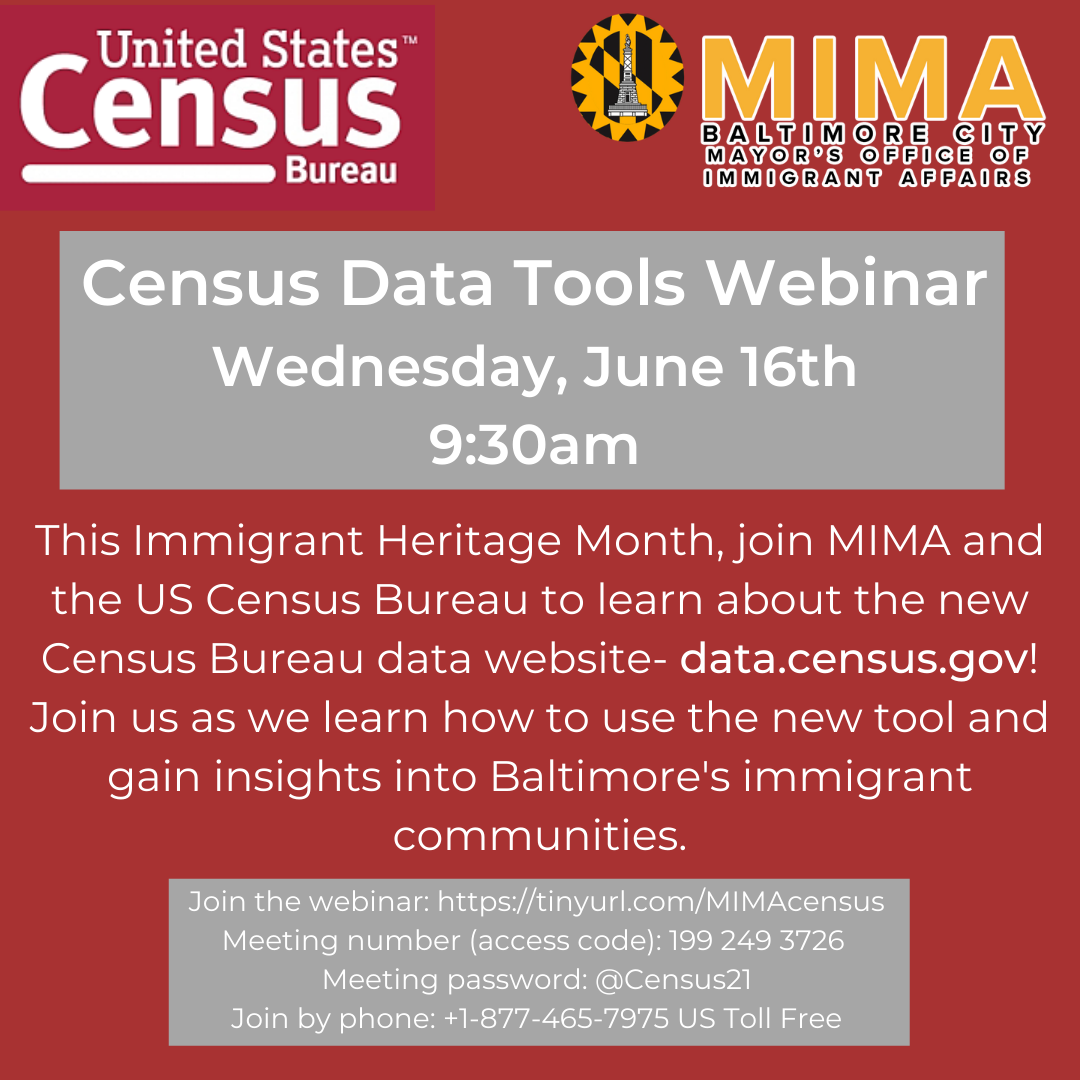 Census Data Tools Webinar Wednesday, June 16th 9:30am, Join the webinar: https://tinyurl.com/MIMAcensus
