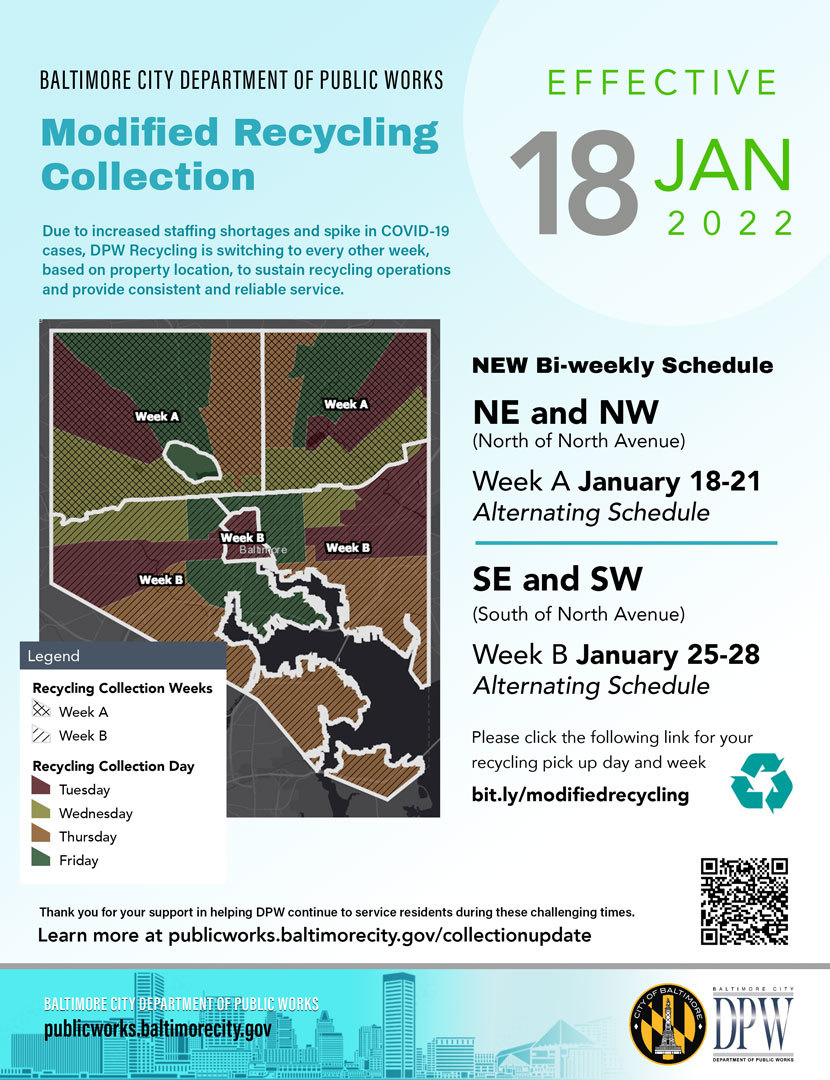 DPW Announces Modifications to Recycling Collections