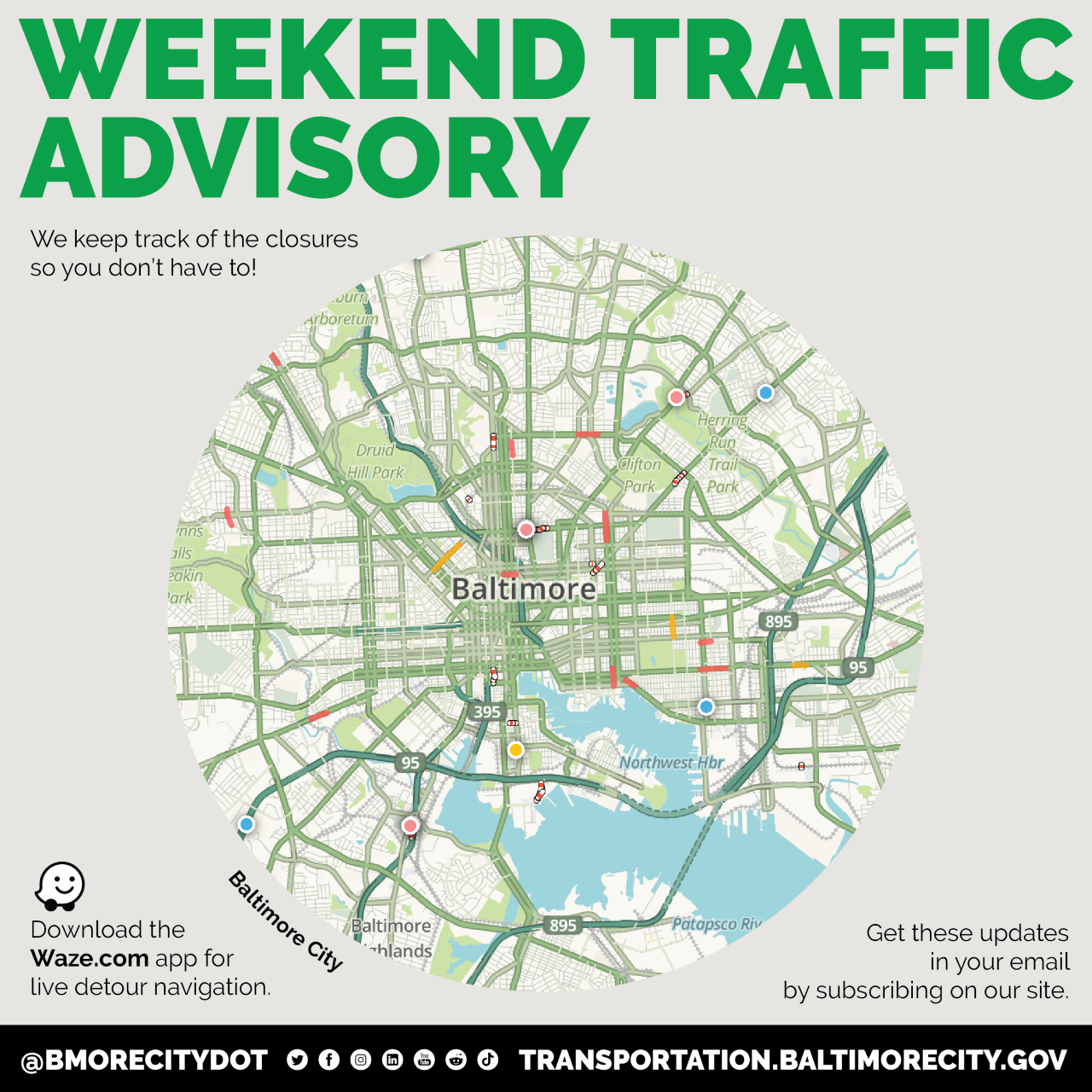 Weekend Road Closures and Traffic Modifications Saturday November 5th