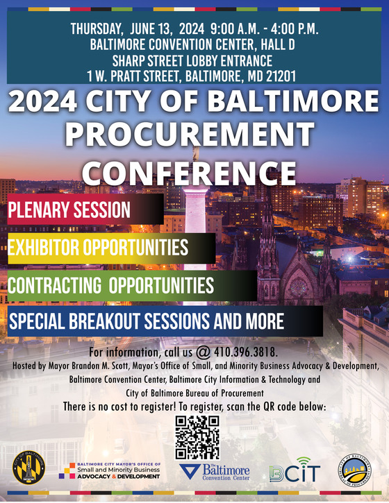 REGISTER TODAY!! 2024 City of Baltimore Procurement Conference is 3