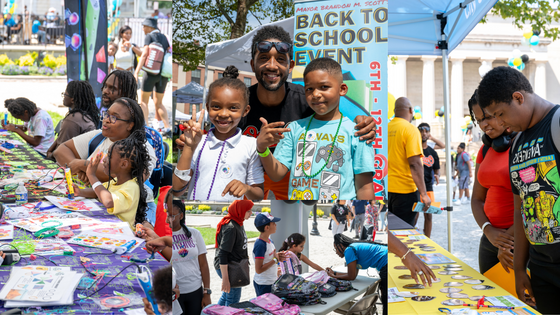 Picture collage of Mayor Brandon M. Scott's Annual Back to School Event on August 24, 2024