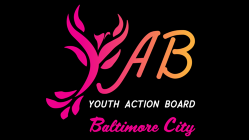 Baltimore City Youth Action Board (YAB) logo in pink, orange, yellow, and white