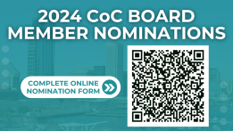 2024 CoC Board Member Nominations graphic & QR Code