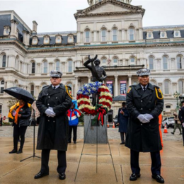 Ceremony to recognize veterans in front of City Hall