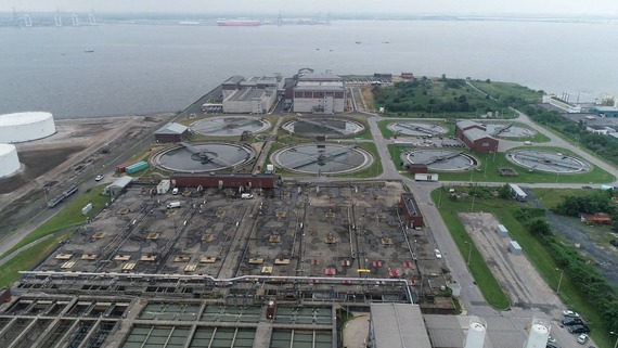 Drone image of waste water plant