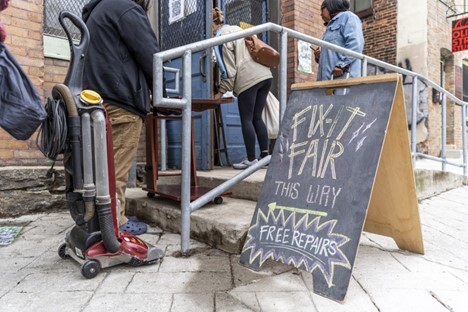 Station North Tool Library Fix It Fair Entrance with Sign