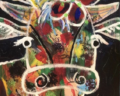 Alpine Cow Painting