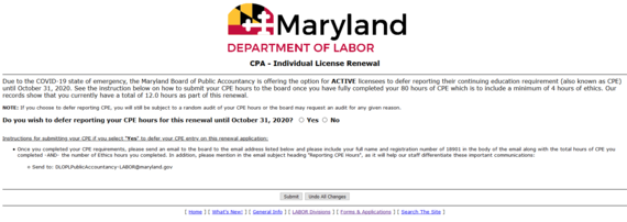 Maryland cpa license renewal