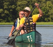 Photo of Lt. Governor Rutherford in canoe