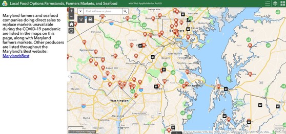 Image of interactive map with local food sources marked