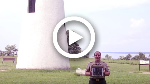 Video still of park ranger in front of Elk Neck State Park lighthouse
