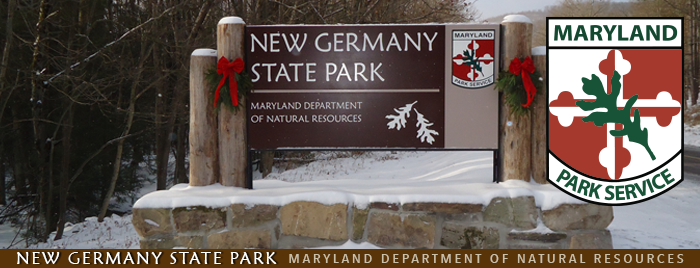 Photo of New Germany Park sign in the snow