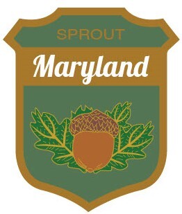 Image of logo for Sprouts program -- shield with acorn