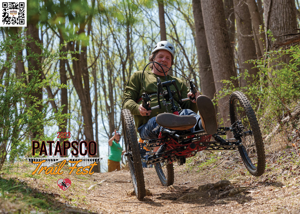 Individual riding adaptive bike at Patapsco Valley State Park