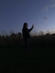 Naturalist Lindsay using an echometer to detect bats