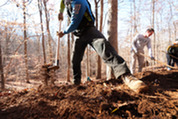 Individual building a trail
