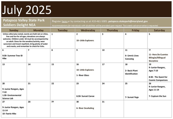 PVSP July 2025 Program Calendar (UPDATED 6/27)