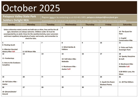 PVSP October Program Calendar