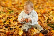 kid in leaves