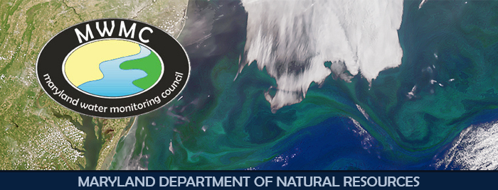 Satellite imagery of Chesapeake Bay with MWMC logo