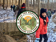 Miles for Maryland logo with compilation of people hiking