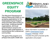 Greenspace Equity Program flyer June 2026