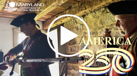 Historic re-enactors in Revolutionary War uniforms