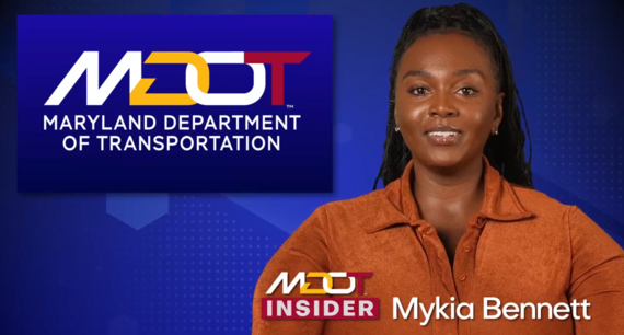 This is a thumbnail of the MDOT Insider video that features Mykia Bennett, her name, the MDOT Insider logo and the MDOT logo