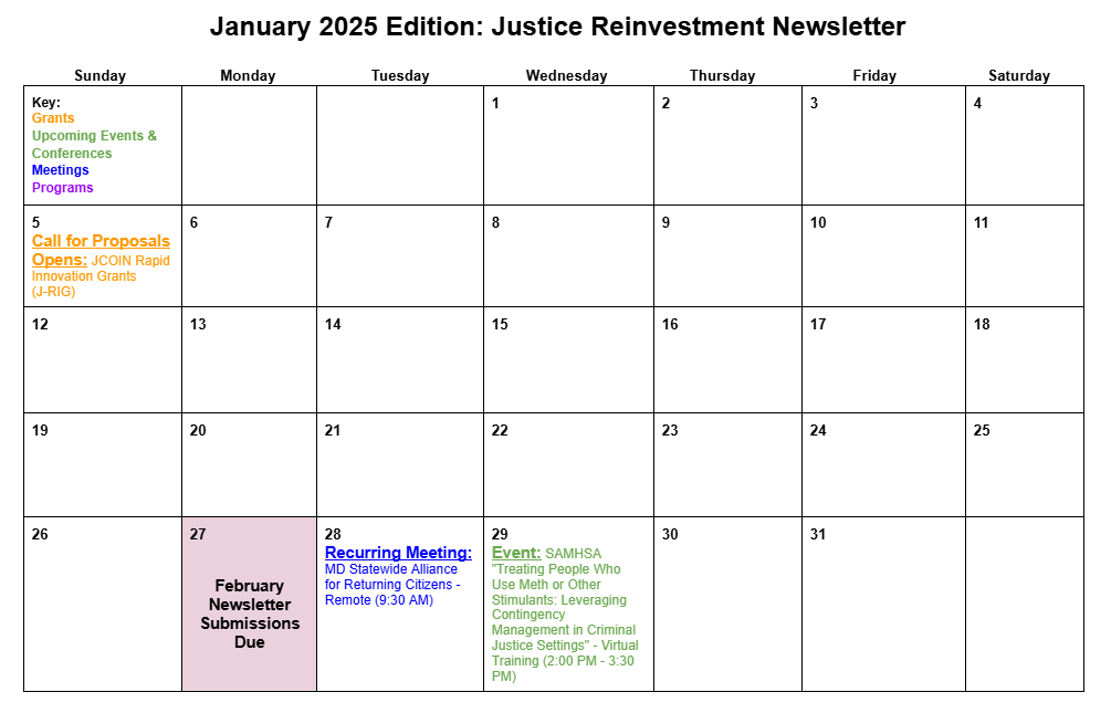January 2025 Calendar
