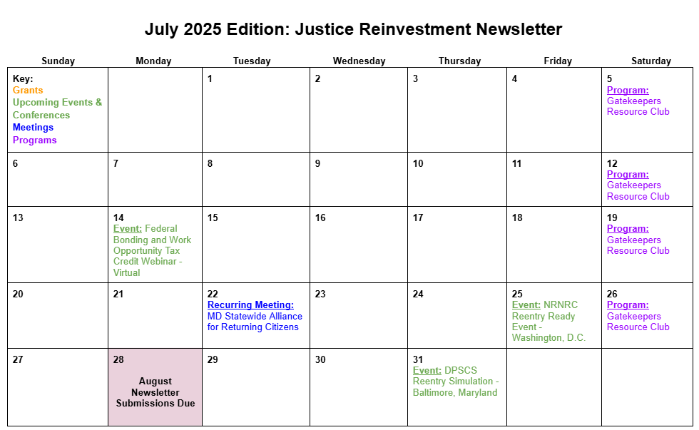 July Calendar