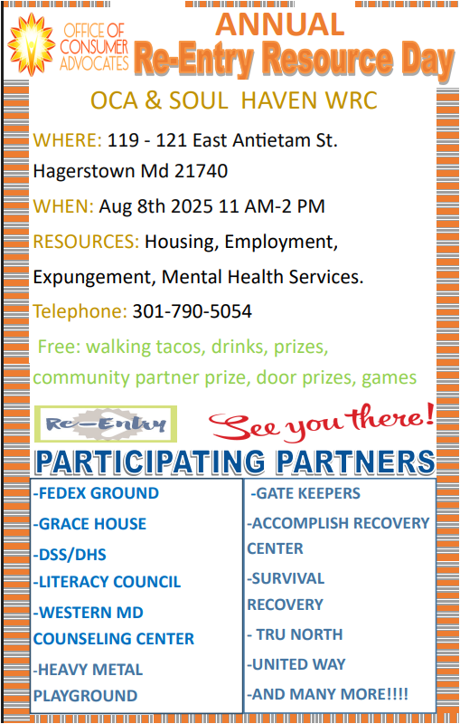 OCA Reentry Day Flyer