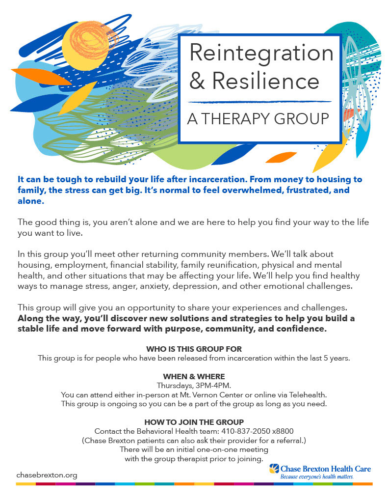 Chase Brexton Reintegration and Resilience Program Flyer