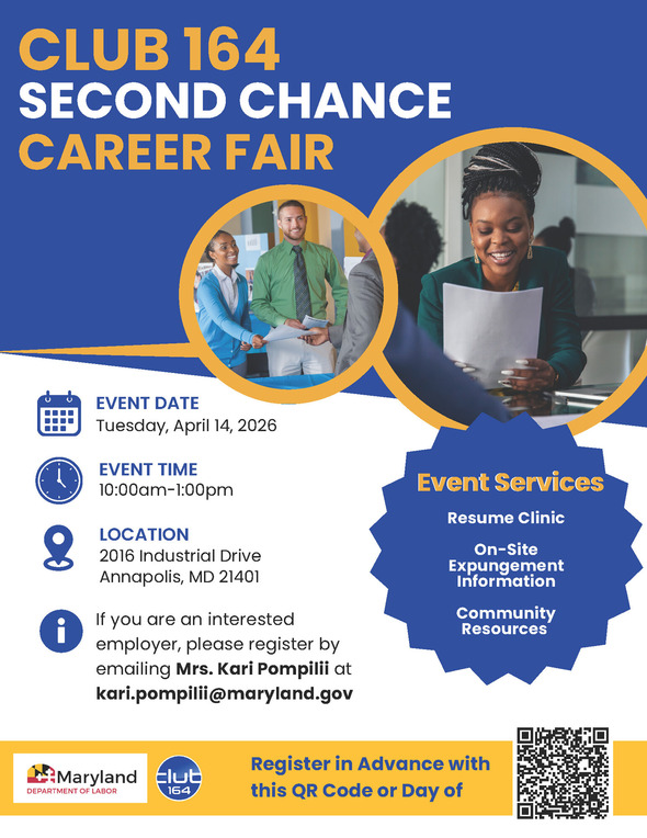 Club 164 Second Chance Career Fair Flyer