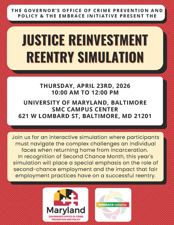 2026 Justice Reinvestment Reentry Simulation Flyer