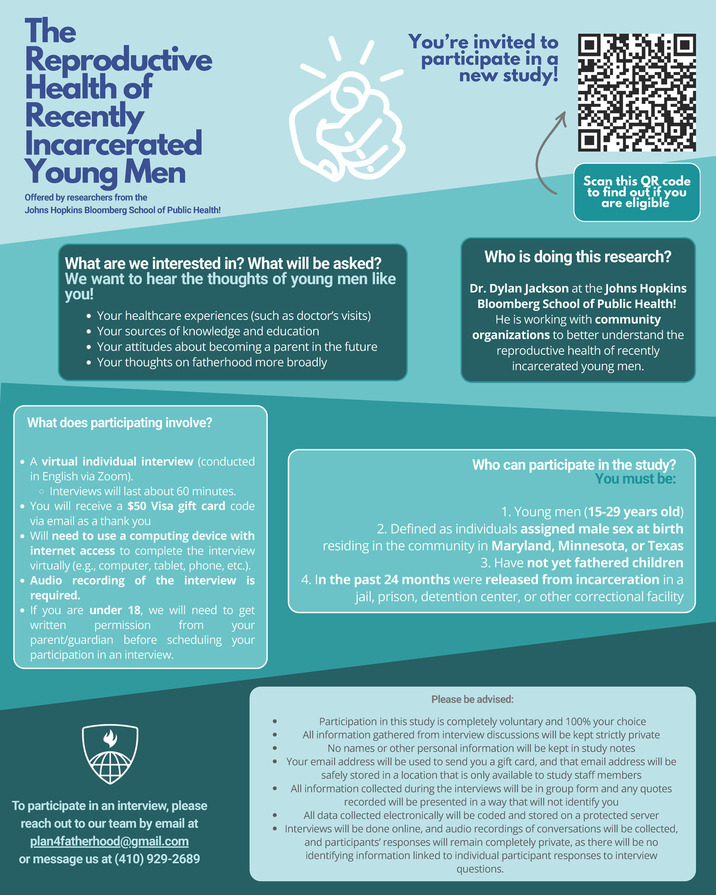 The Reproductive Health of Recently Incarcerated Young Men - Johns Hopkins Study Flyer