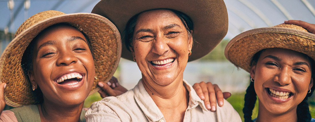 three women smiling