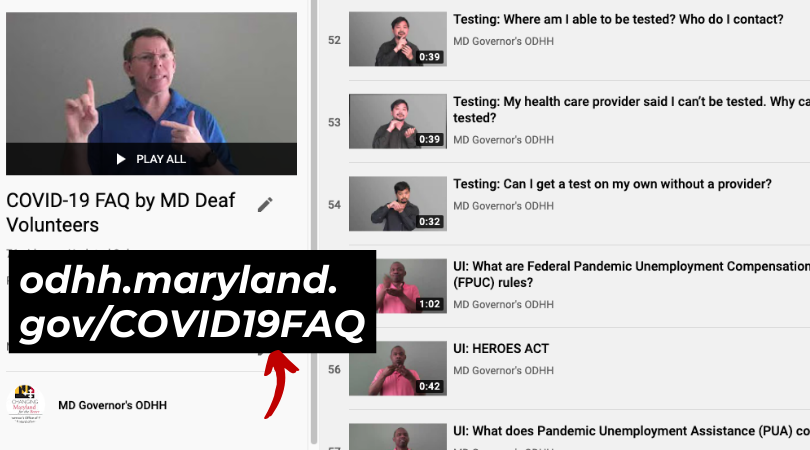 COVID-19 FAQ by MD Deaf Volunteers