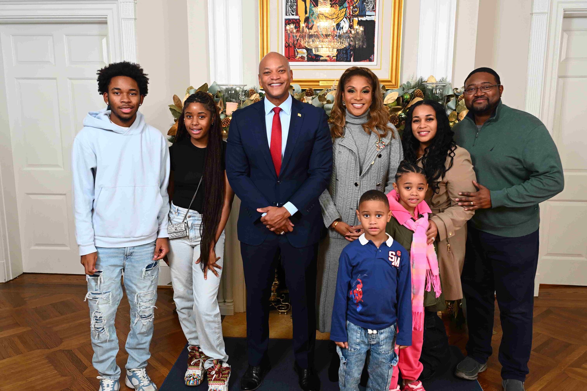Governor Moore and First Lady Smiling with group at Public Open House Reception