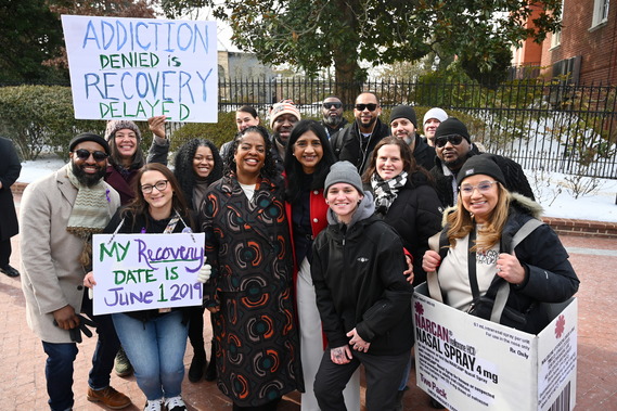Lt. Governor Aruna Miller stops for a photo with advocates at the second annual Overdose Prevention Advocacy Day.